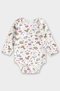 Body Manga Longa Fazendinha Rosa - Tam M - Up Baby