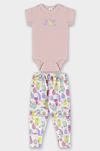 Conjunto Body/Calça Dragão Rosa/Verde - Tam M - Up Baby