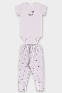 Conjunto Body/Calça Rosinha Salsichinha - Tam RN - Up Baby
