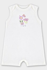 Macaquinho Regata Branco Flor - Tam G - Up Baby