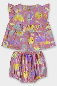 Conjunto Calcinha Dino Rosa - Tam 2 - Up Baby