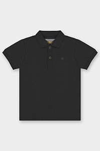 Camisa Polo em Suedine Preta - Tam 2 - Up Baby