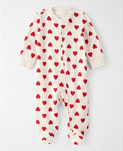 Pijama Macacão Creme Corações - 3m (1 a 3 meses) - Little Planet