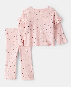 Conjunto Rosa Folhas - 12m (9 a 12 meses) - Carter's