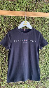 Camiseta Preta Logo Escrita - Tam 6 (6 anos) - Tommy Hilfiger
