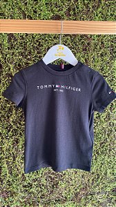 Camiseta Preta Logo Escrita - Tam 24m (2 anos) - Tommy Hilfiger