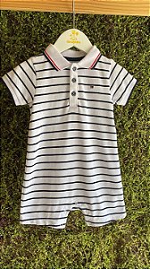 Polo Romper Listrado - Tam 18m (18 a 24 meses) - Tommy Hilfiger