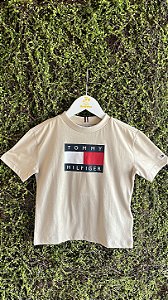 Camiseta Bege Logo Grande - Tam 6 (6 anos) - Tommy Hilfiger