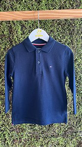 Camisa Longa Polo Azul Marinho - Tam 3 (3 anos) - Tommy Hilfiger
