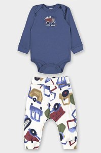 Conjunto Body Azul Caminhão - Tam RN - Up Baby