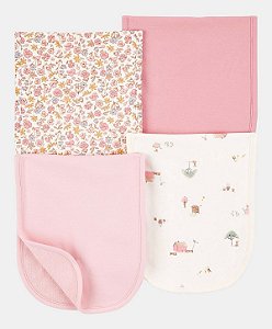 Kit 4 Panos de Ombro Floral/Rosa - Carter's