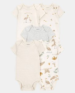 Kit 5 Bodys Pássaros Neutro - 3m (1 a 3 meses) - Carter's