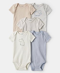 Kit 5 Bodys Hipopotamo - 3m (1 a 3 meses) - Carter's