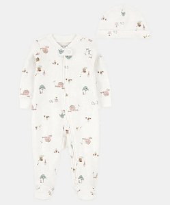 Pijama Macacão Fazenda Girl + Touca - 3m (1 a 3 meses) - Carter's