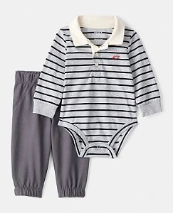 Conjunto Body Listrado Cinza - RN - Carter's