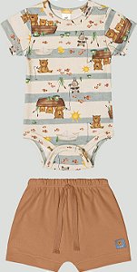 Conjunto Body Urso Pescaria Tam P - Up Baby