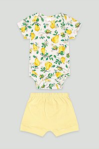 Conjunto Body Pera Short Amarelo - Tam M - Up Baby