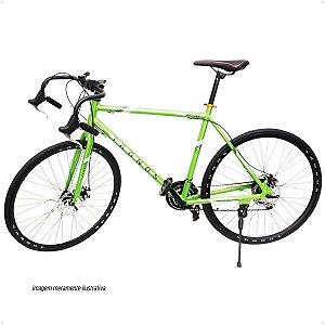 BICICLETA TRONOS SPEED ALUMINIO 700C 21 POL/21 VELOCIDADES/FREIO A DISCO/ARO29/VERDE LIMAO BOX