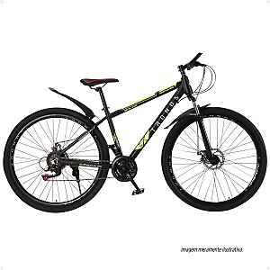 BICICLETA TRONOS MTB ALUMINIO ZY17 POL/GARFO C/ AMORT/ 21 VELOC/ARO 29/ PRETO-VERDE BOX