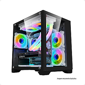 GABINETE MATX GAMER BPC-345B PRETO BRAZIL PC COM 4 COOLERS FANS FRENTE E LATERAL EM VIDRO