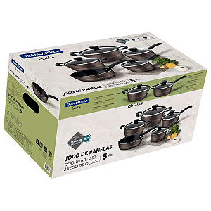 JOGO DE PANELAS TRAMONTINA SICILIA 5 PECAS CINZA (OUTLET) BOX