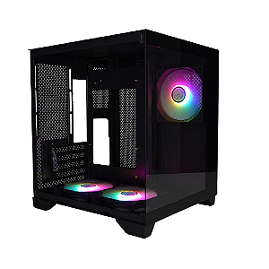 GAB. MATX BRAZILPC GAMER BPC-240 BLACK C/ 3 COOLER ARCO IRIS (2xUSB+1xUSB3.0+AUDIO) S/ FONTE BOX