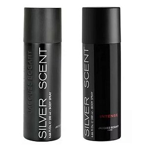 Kit Desodorante Body Spray Silver Scent Intense e Tradicional 200mL
