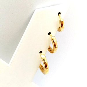 Kit de Brincos Argolinhas Grossinha Folheada a Ouro 18k