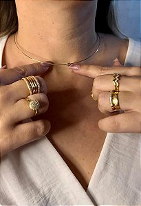 Colar Gargantilha com Pingente Coração Folheado a Ouro 18k