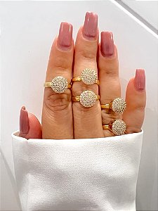 Anel Chuveirinho Cravejado de Zircônia Folheado a Ouro 18K