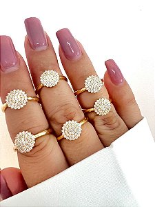 Anel Chuveirinho Mini Torre Cravejado de Zircônia