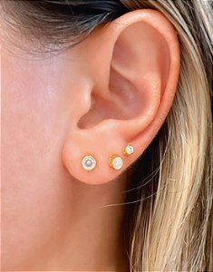 Mix de Brinco Ponto de Luz Folheado a Ouro 18K