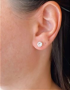 Brinco Ponto de Luz com Pedra de Zircônia Folheado a Ouro 18K