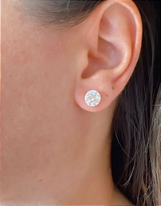 Brinco Ponto de Luz com Pedra de Zircônia Folheado a Ouro 18K