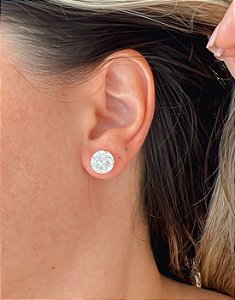 Brinco Ponto de Luz com Pedra de Zircônia Folheado a Ouro 18K