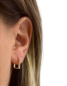 Brinco Argolinha Quadrada Folheada a Ouro18K
