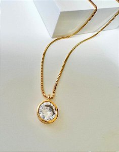 Colar com Pedra de Zircônia Folheado a Ouro18k