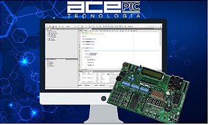 Pacote Didático I - CURSO Online Microcontroladores PIC18F com Placa de Desenvolvimento ACEPIC PRO V8.2 (PIC18F4520)