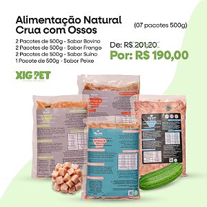 Alimentação Natural Crua com Ossos (07 pacotes 500g)