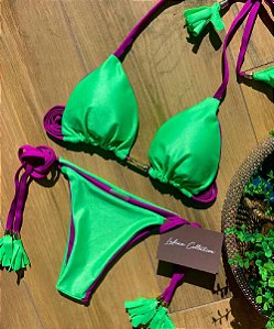 Biquíni Santorini Verde com Roxo Reversível