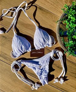 Biquíni Santorini Renda Branco Handmade Collection Reversível e Empina Bumbum
