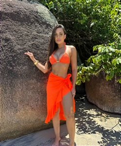 Saia Babado Laranja Neon