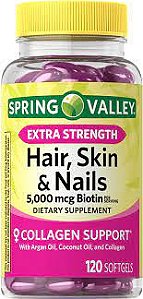 Suplemento dietético para cabelos, pele e unhas Spring Valley, cápsulas de gel, 5.000 mcg, 120 unidades
