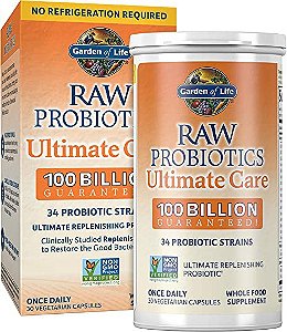 Probióticos crus Garden of Life para mulheres e homens Ultimate Care