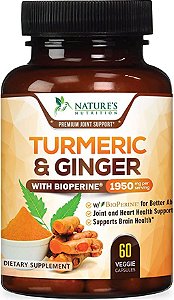 Cúrcuma Curcumina com BioPerine e Gengibre 95% Curcuminóides 1950mg