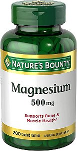 Nature's Bounty Magnésio, saúde óssea e muscular, comprimidos, 500 mg, 200 Ct