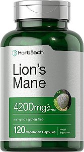 Extrato de cogumelo Lions Mane | 4200mg | 120 Cápsulas | Suplemento Vegetariano, Não OGM, Sem Glúten | por Horbaach