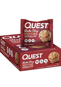 Quest Bake Shop, Muffins com Gotas de Chocolate, 10g de Proteína, 2g de Carboidratos Líquidos, Menos de 1g de Açúcar, Caixa com 8 Unidades
