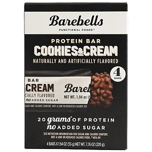 Barebells Cookies & Cream Protein Bar 20g Proteína – Barra Proteica Premium 4 Unidades