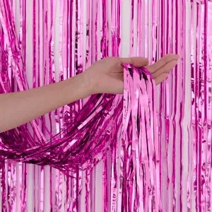 Cortina Metalizada Rosa para Festa